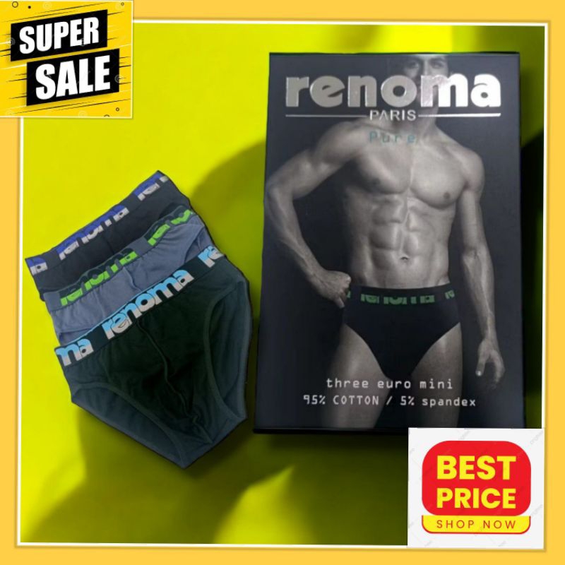 [3 ชิ้น/กล่อง] RENOMA PARIS PURE MENS BRIEF UNDERWEAR