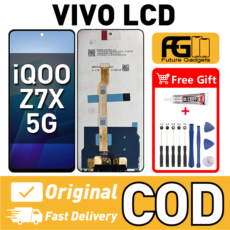 LCD iQOO Z7x 5G สําหรับเปลี่ยนหน้าจอสัมผัส LCD Skrin