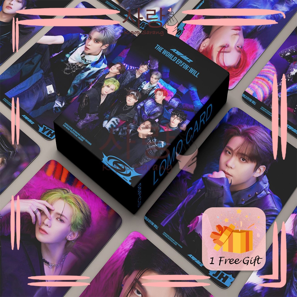 55 ชิ้น ATEEZTHE WORLD EP.FIN : WILLBlack Purple Group LOMO Card Set Collection Kpop