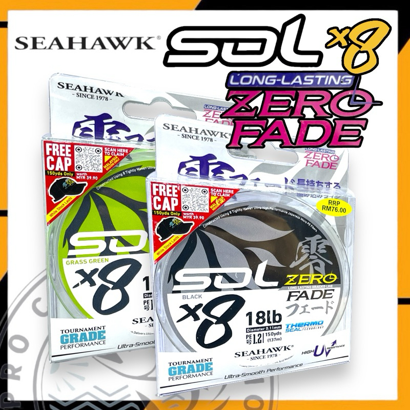 2024 SEAHAWK SOL ZERO FATE X8 BRAIDED LINE 150 YARDS TALI BENANG FISHING LINE