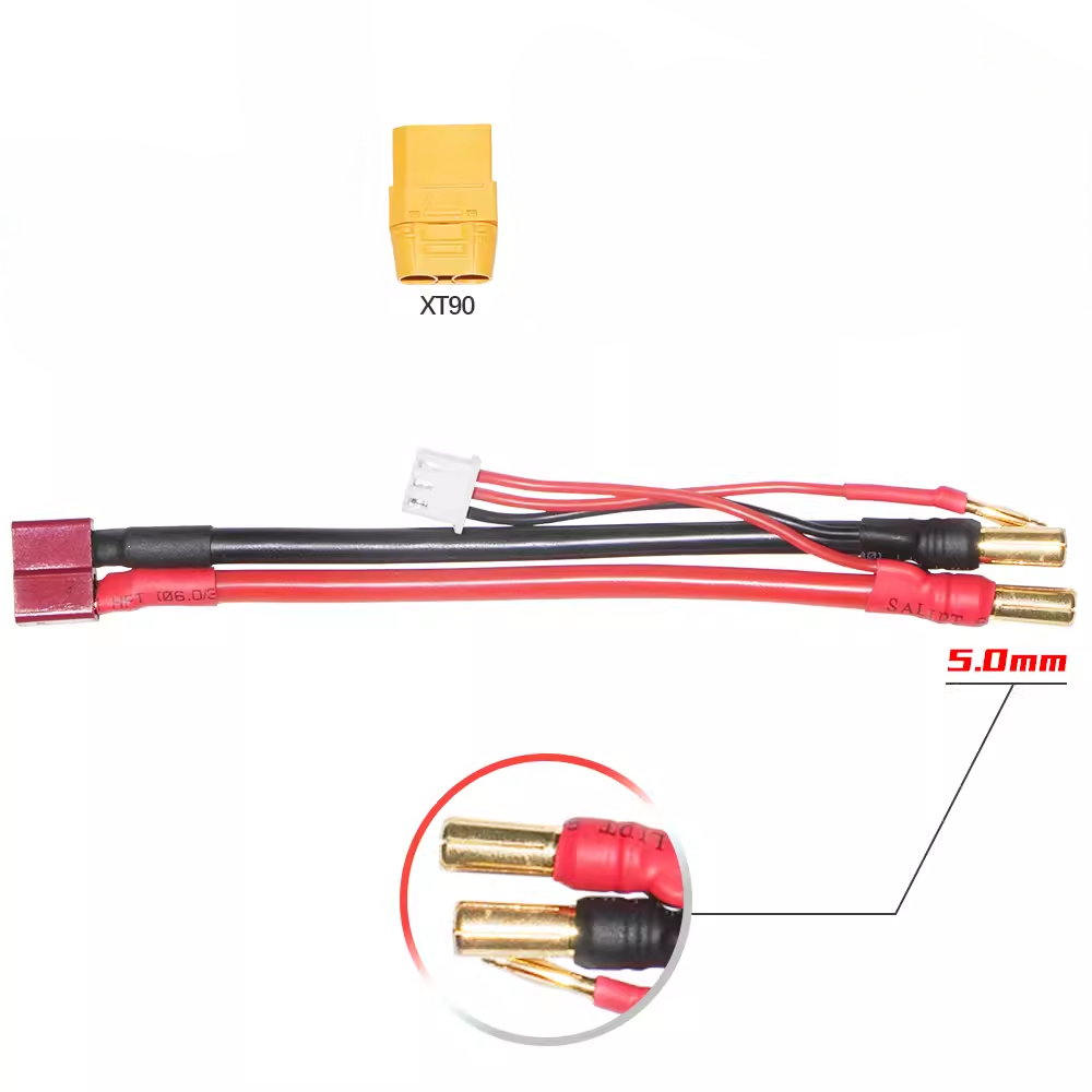 สายภายนอก Gaoneng GNB สําหรับแบตเตอรี่เคสแข็ง 2s - 5 มม. ถึงสีเหลือง XT90