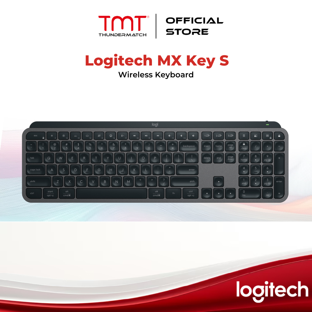 คีย์บอร์ดไร้สาย Logitech MX Keys S พร้อมการพิมพ์เงียบที่แม่นยําของของเหลว Windows Apple Mac
