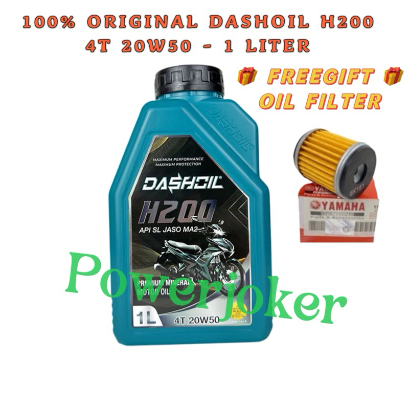 กรองน้ํามันเครื่อง ( 100% ORIGINA DASHOIL ) H200 4T MINERAL 20W50 1L ENGINE OIL ENJIN MINYAK HITAM M