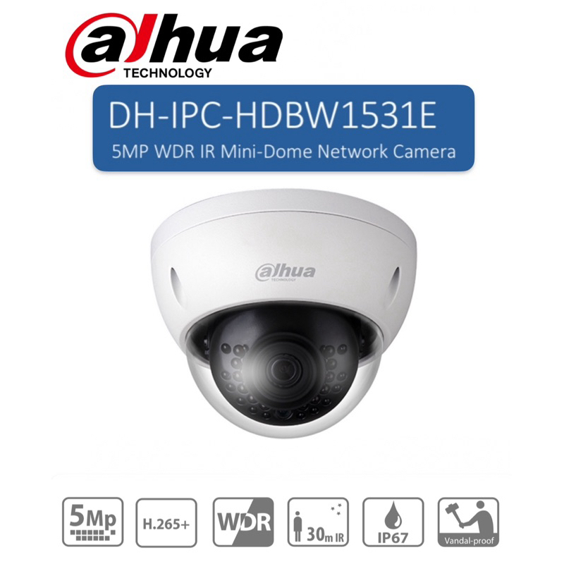 DAHUA กล้องวงจรปิด HDBW1531E 5MP WDR IR Mini-Dome Network Camera(2.8MM)