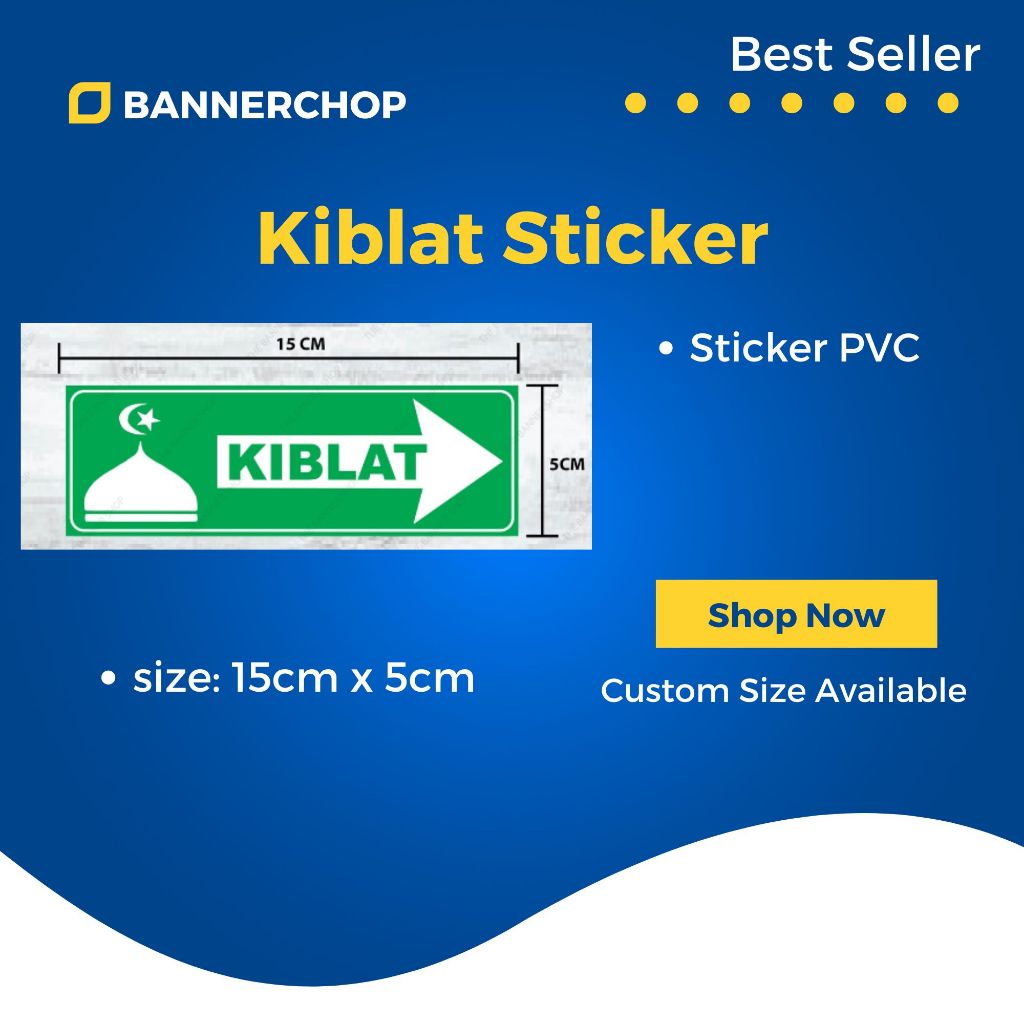 สติ๊กเกอร์ Kiblat / Arah Kiblat Solat / สติ๊กเกอร์ PVC Arrow Kiblat