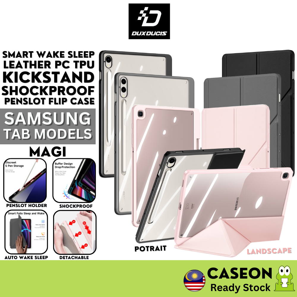 Dux DUCIS MAGI สมาร์ทที่ถอดออกได้หลายขาตั้งหนัง Folio Case Samsung Tab S10 S9 FE Plus S6 Lite กันกระแทกฝาครอบ
