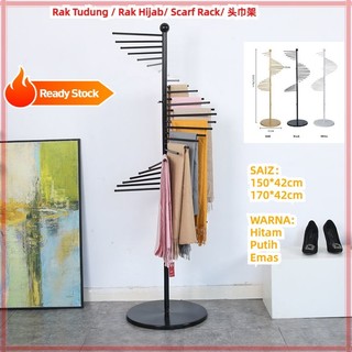 In Stock InMY❤️‍🔥 Rak Tudung Hijab Scarf Rack Spiral Iron Clothing Bag Storage Stand Floor Display Shelf Multifunctional
