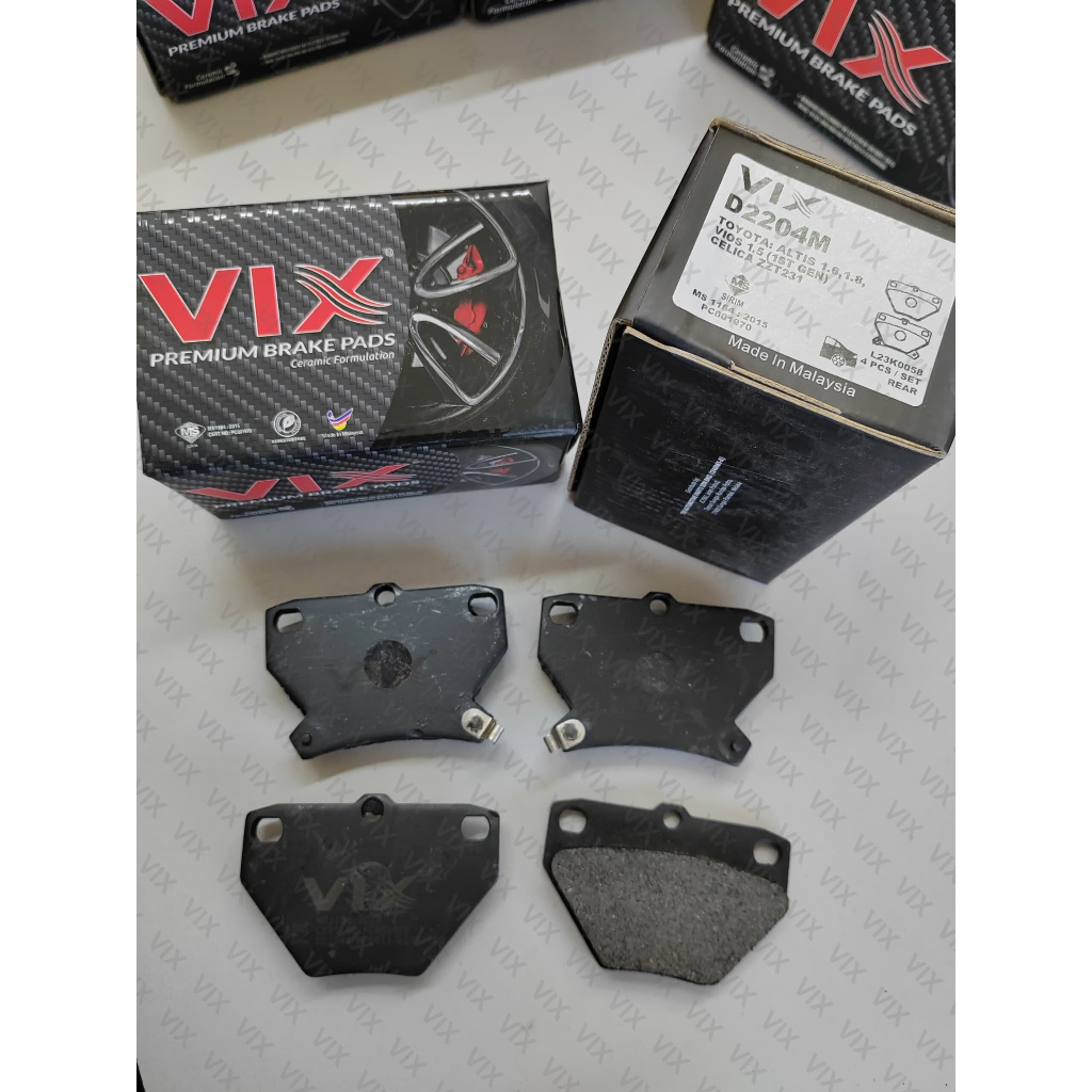 ผ้าเบรคหลัง VIX - Toyota Altis 1.6/1.8 - D2204M (1ชุด)