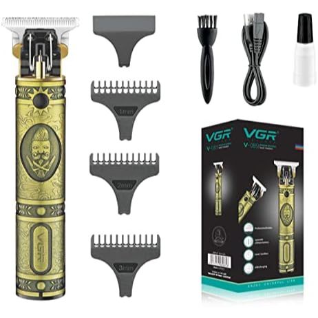 VGR V-085 ปัตตาเลี่ยนแบบชาร์จไฟได้ Zero Gapped หัวล้าน T-Blade Trimmer พร้อมตัดปิด, ไร้สายผม clipp
