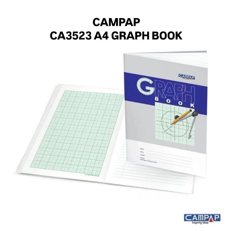 (4BOOKS) CAMPAP CA3523 A4 Graph Book With Line 2MM Square 60Gsm 36Pages 标纸 X 4BOOKS