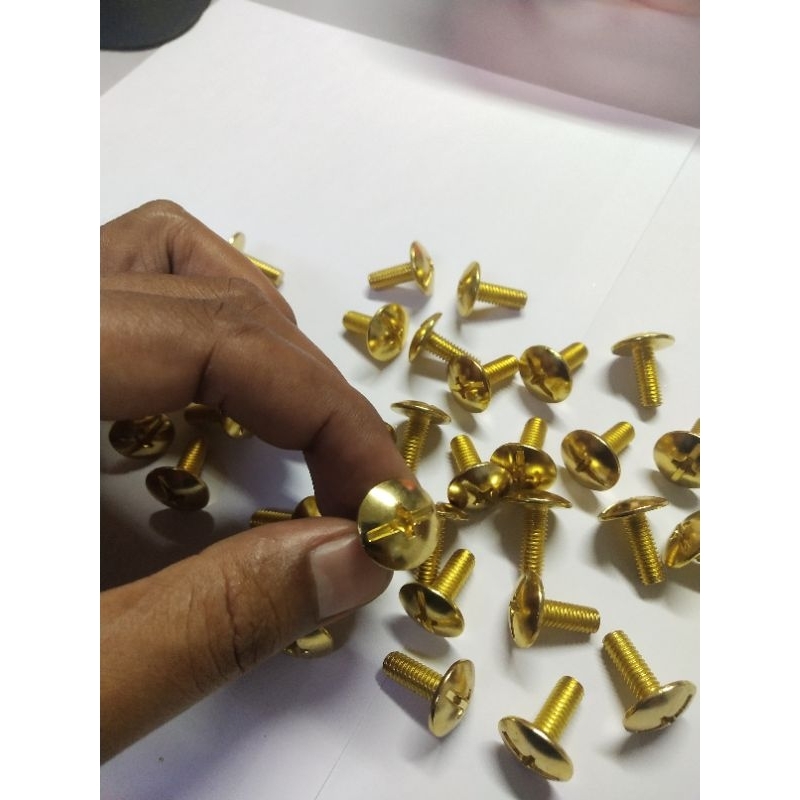 5biji Skru GOLD LC135 (M6 13) Skru Dada Monorack Cover Rantai LC135 ego s ข้อดี ex5 lagenda 125z vs1