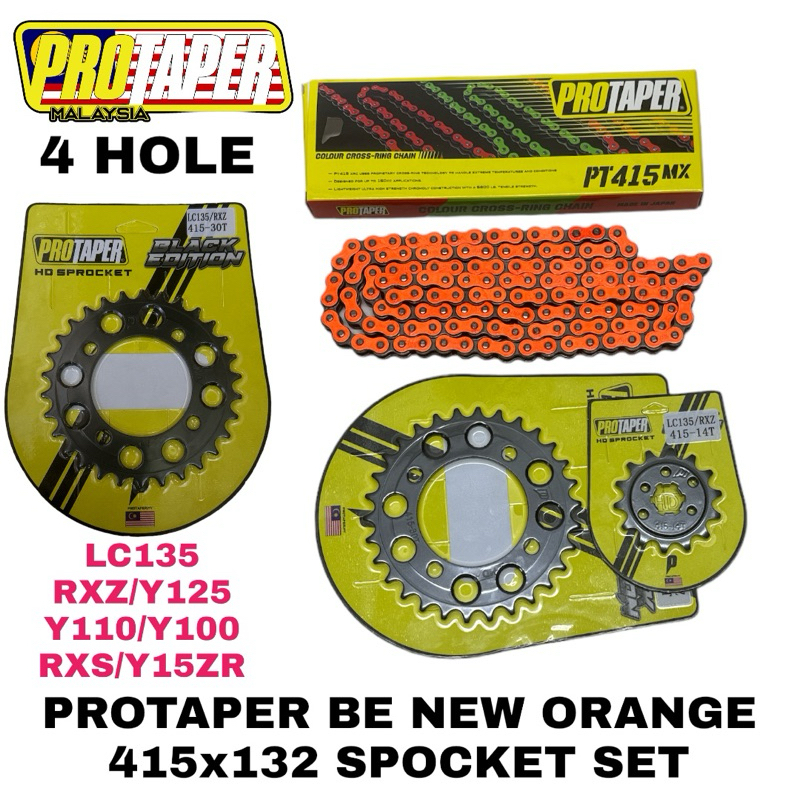 LC/Y15ZR PROTAPER 415MXx132 COLOUR CHAIN + BE BLACK SPOCKET SET (4 หลุม)
