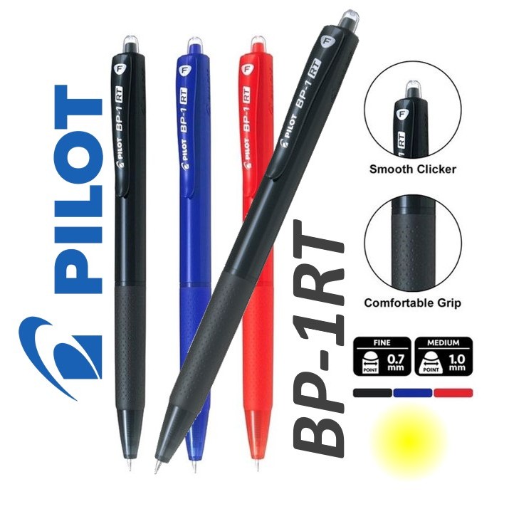 Pilot BP-1 RT Ball Pen BP1RT Ballpen ปากกาเขียนแบบพับเก็บได้ 0.7 มม./1.0 มม.สีดําสีฟ้าสีแดงสํานักงาน