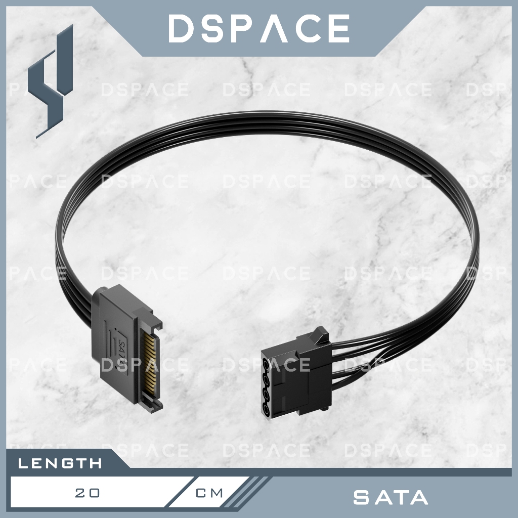 Dspace 18AWG SATA เป็น Molex 4Pin สายไฟอะแดปเตอร์