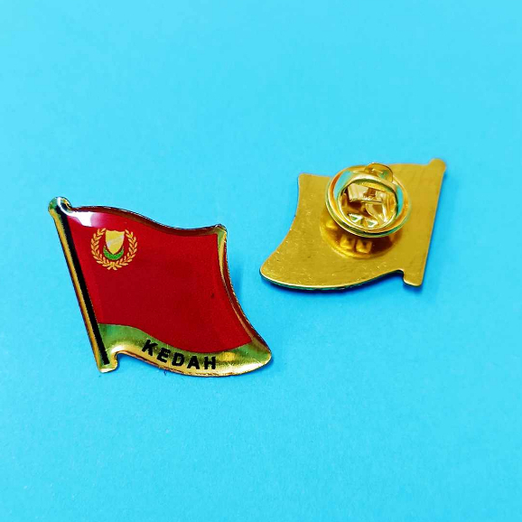 Kedah State Flag Collar Pin Press Pin มีโลโก้ Kedah Negeri Pin Kolar Bendera Negeri Kedah Pin Tekan