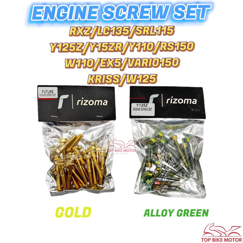 RIZOMA ENGINE SCREW GOLD SET RXZ Y110 RS150 EX5 SRL Y125 Y15ZR VARIO150 FUTURE SRL115 W110 LC135 KRI