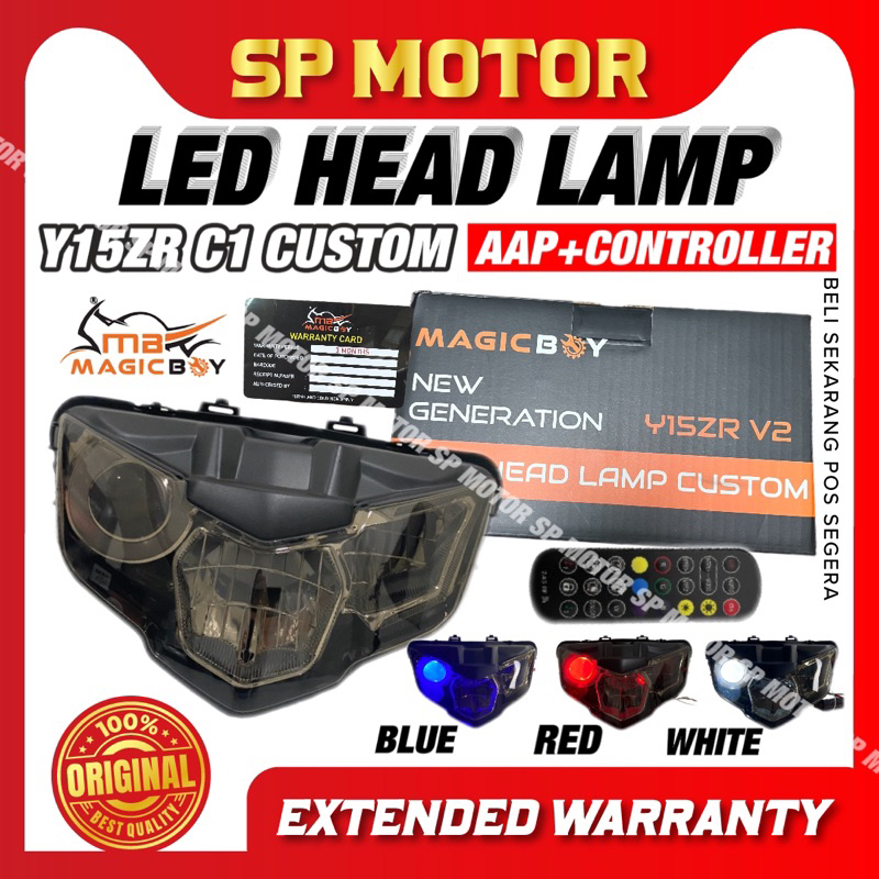 YAMAHA Y15ZR Y15 ZR / LC135 V8 FI Y15ZR ไฟหน้า LED C1 (แอปแบบกําหนดเอง) (น้ําเงิน/แดง/ขาว) MagicBoy 