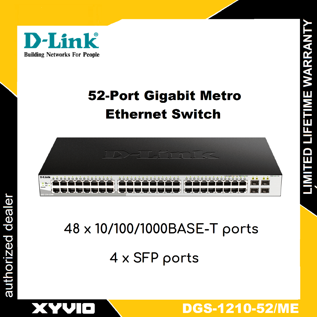 D-LINK DGS-1210-52/ME สวิตช์อีเธอร์เน็ต Gigabit Metro 52 พอร์ต