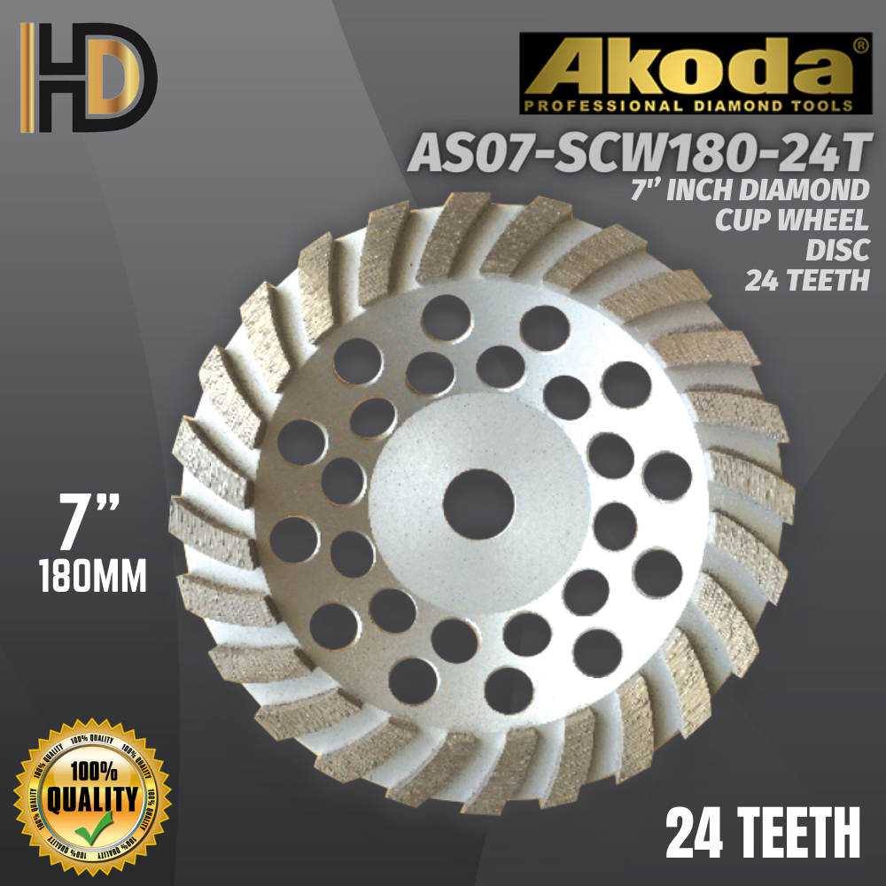 Akoda 7 180MM DIamond CUp Wheel / AKODA AS07-SCW180-24T DIamond CUp Wheel 24 ฟัน