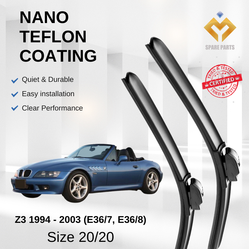 BMW Z3 1994-2003 E36/7, E36/8 คุณภาพพรีเมี่ยม Japan Tech Car Wiper 1 ชุด 20"+20" U Hook-รวมฟรี Micro