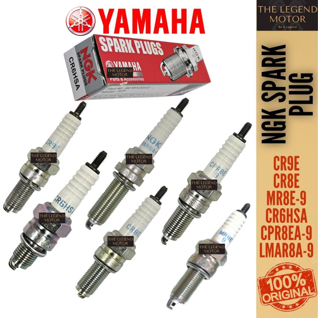 YAMAHA NGK หัวเทียน CR8E CR9E CR6HSA CPR8EA-9 LMAR8A-9 MR8E-9 Y15ZR LC135 Y16ZR R15 NVX NMAX RS150 W