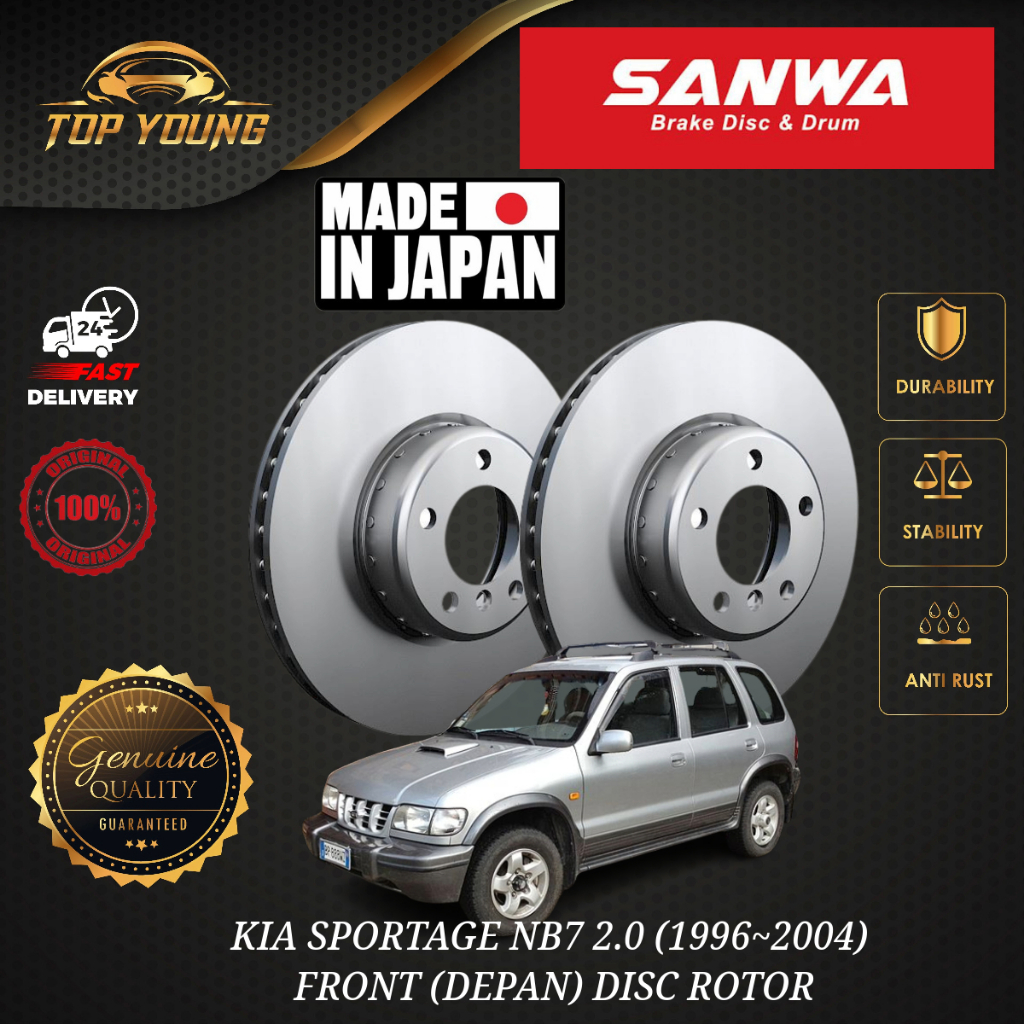 KIA SPORTAGE NB7 2.0 (1996-2004) ด้านหน้า ( DEPAN ) จานหมุนดิสก์เบรก SANWA JAPAN IMPORT