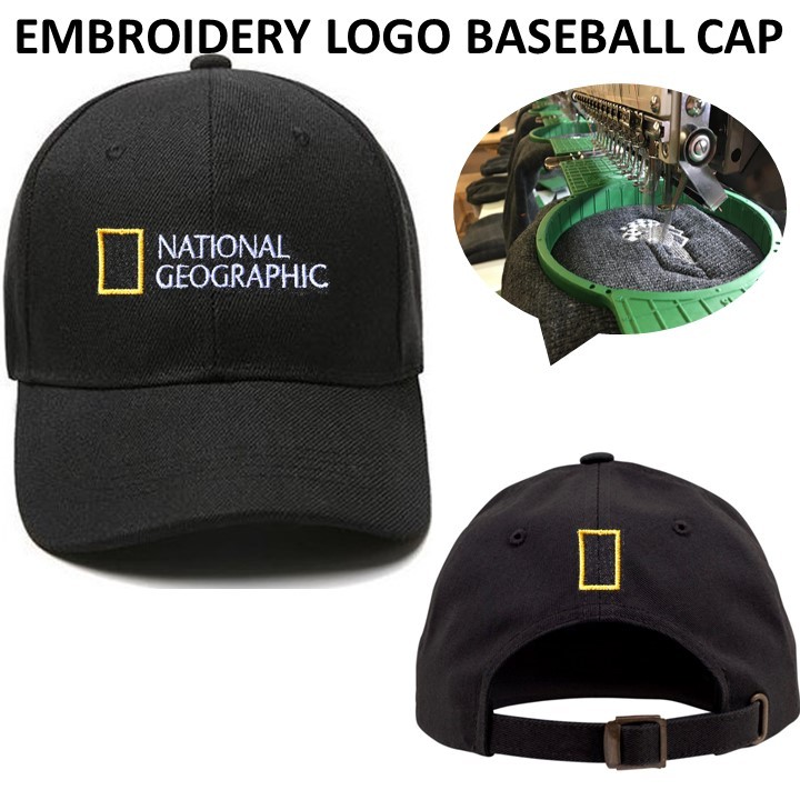 EMBROIDERY SULAM NATIONAL GEOGRAPHIC 100% POLYESTER BLACK ADJUSTABLE BASEBALL CAP