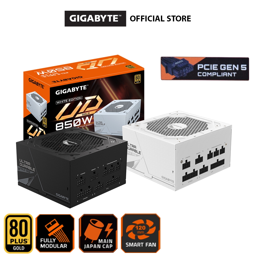 Gigabyte Ultra Durable 850W PCIe 5.0 80+ Gold Full Modular Power Supply Unit PSU (UD850GM PG5 / PG5W