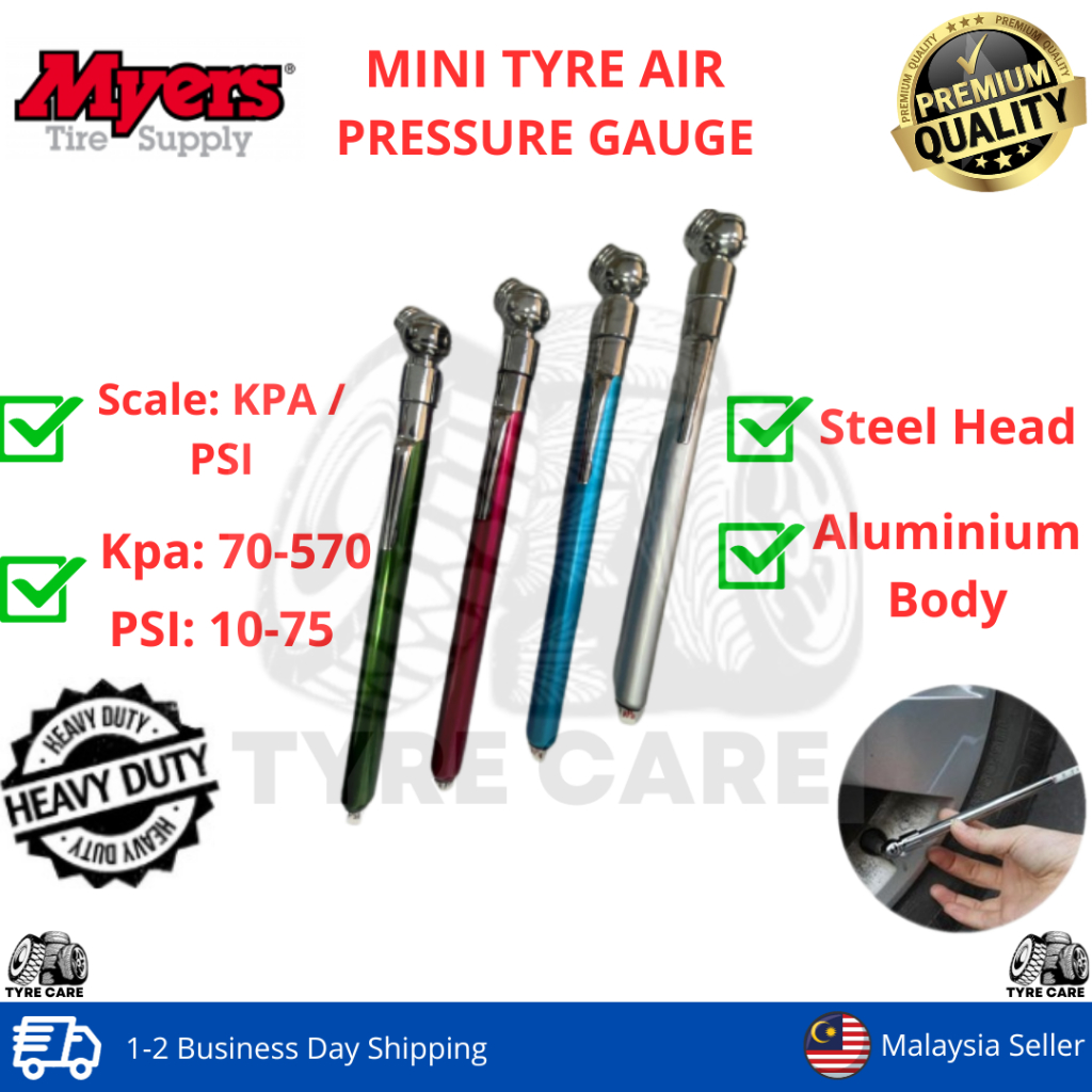 1 ชุด (10 ชิ้น) MINI TIRE AIR PRESSURE GAUGE 70-570 PSI ; Alat Ukur Tayar Kereta & มอเตอร์ 70-570 PS
