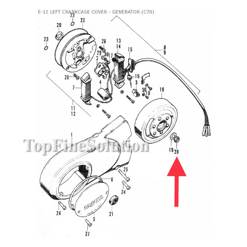 94050-10000 Honda C70 GBO GBOJ GB6 EX5 Hp Dream Nut Flywheel/Magnet