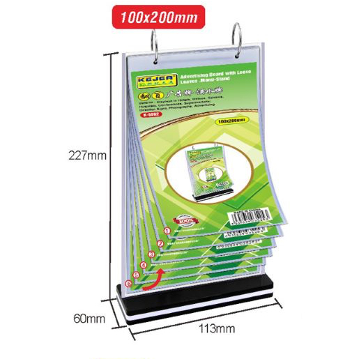 2 แหวนอะคริลิคแนวตั้ง T Stand B-6092 200x100 มม. & 5 ใบหลวม