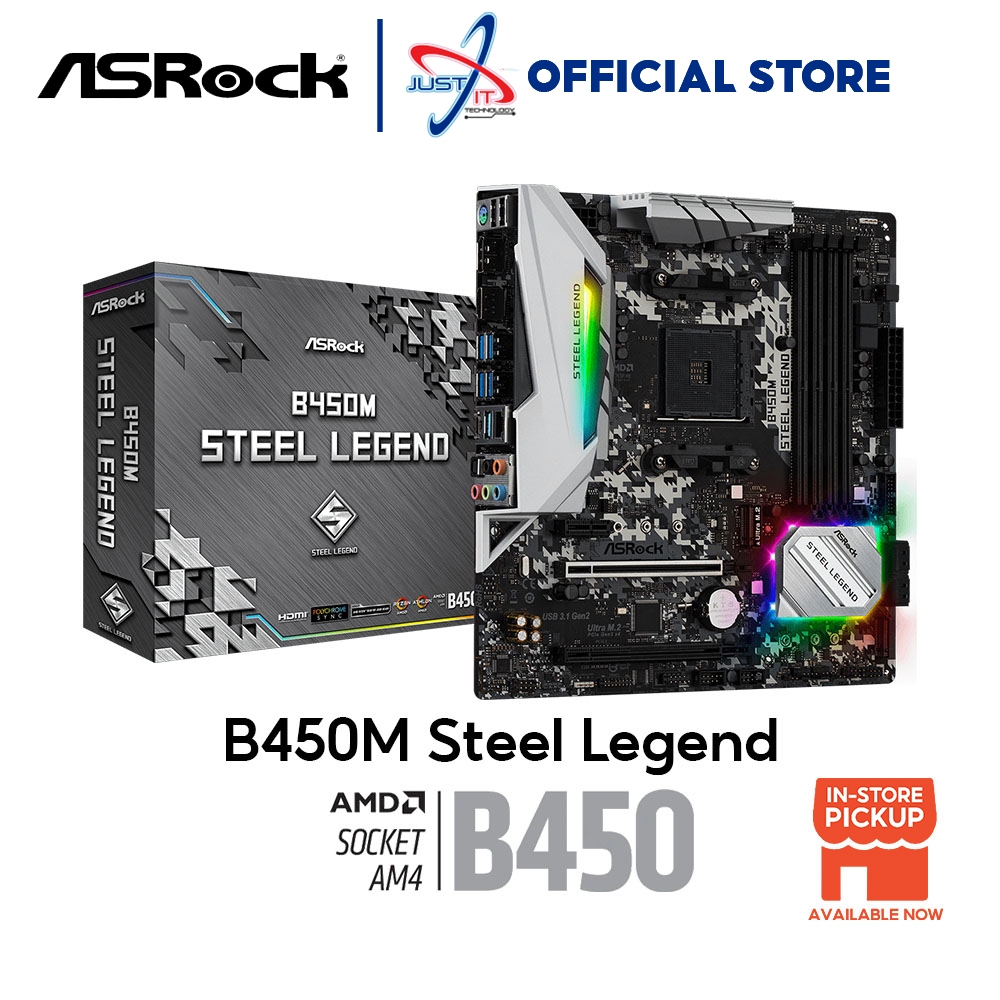 เมนบอร์ดเล่นเกม Asrock B450M Steel Legend Am4 Combo 3000G RYZEN 3 3200G 5600G 5500 5600 5600X 5700G