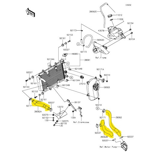 KAWASAKI NINJA 250 SL Z250 SL RADIATOR PART - HOSE (01-04-2025)