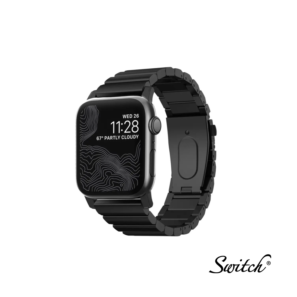 Nomad สายนาฬิกาข้อมือเหล็ก สีดํา สําหรับ Apple Watch 45 44 42 มม. (Series SE 7 6 5 4 3 2)