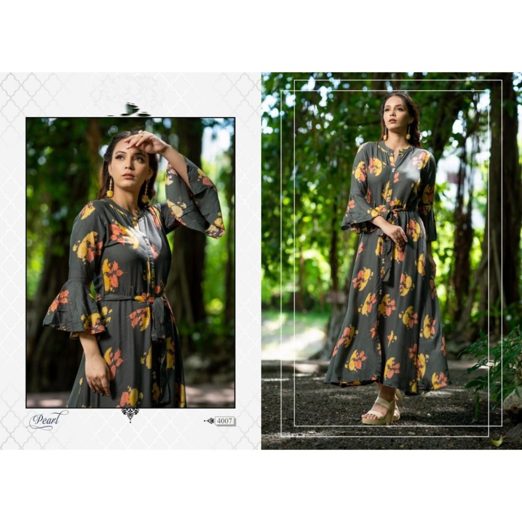 BEAUTIFUL ANKLE LENGTH พิมพ์ GOWN KURTIS