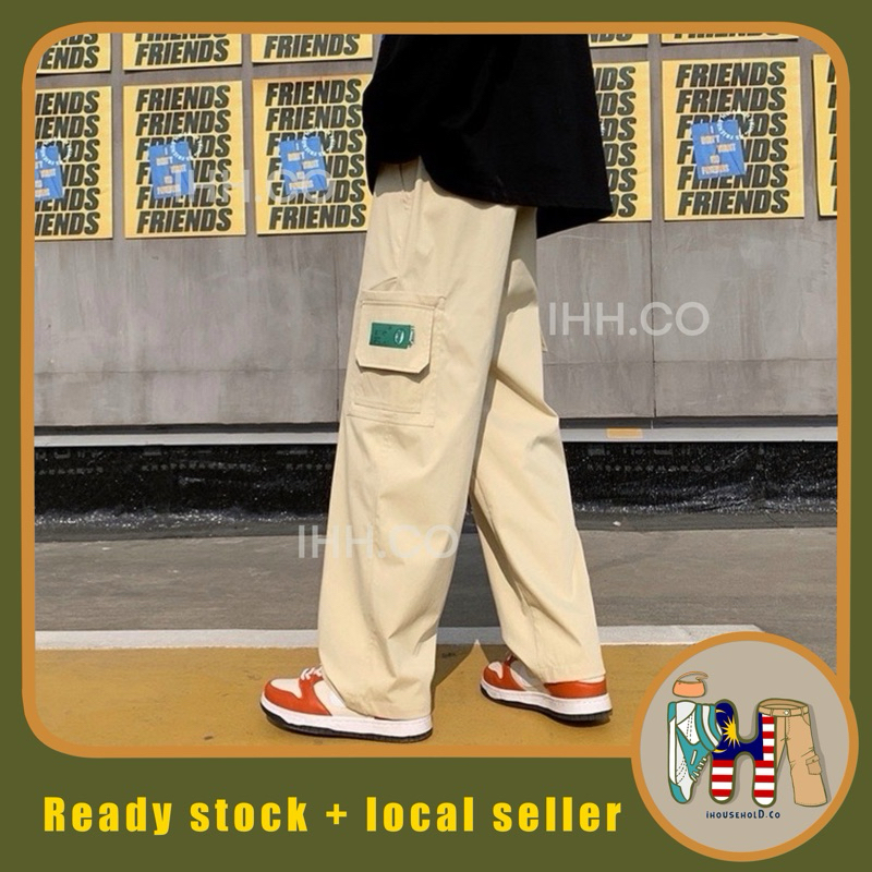 Cargo Pants Men Trend Loose Straight Casual Pants seluar slack lelaki Multiple Pocket Kargo Kerja