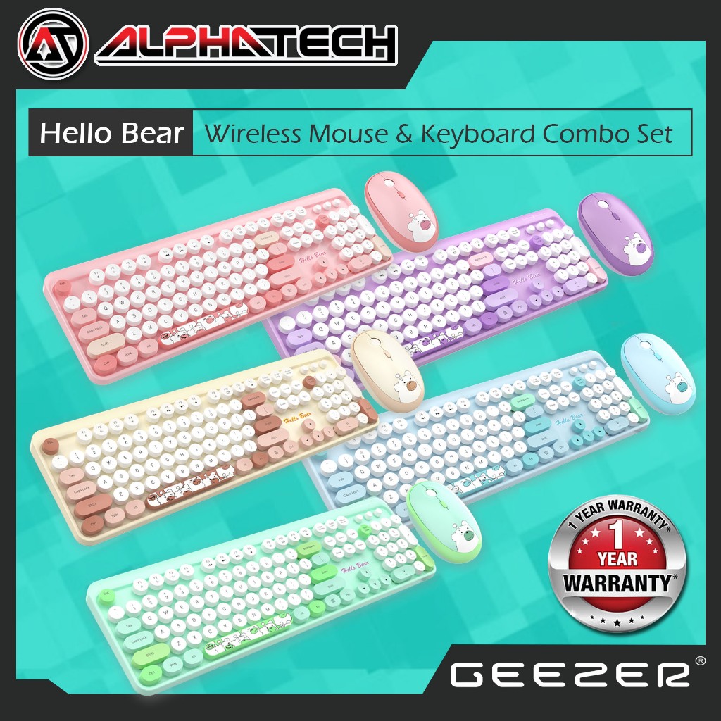 (รับประกัน 1 ปี) Geezer Hello Bear 2.4Ghz Wireless Keyboard & Mouse Combo Set