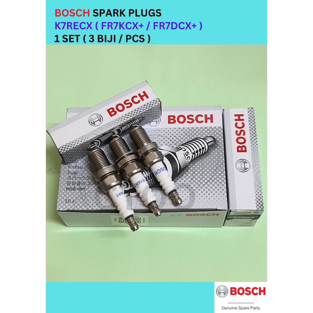 [ 1 ชุด = 3 ชิ้น ] FR7DCX BKR5E-11 > BOSCH หัวเทียน Perodua Kelisa / Kenari / Viva / Kancil 850 ฉีด