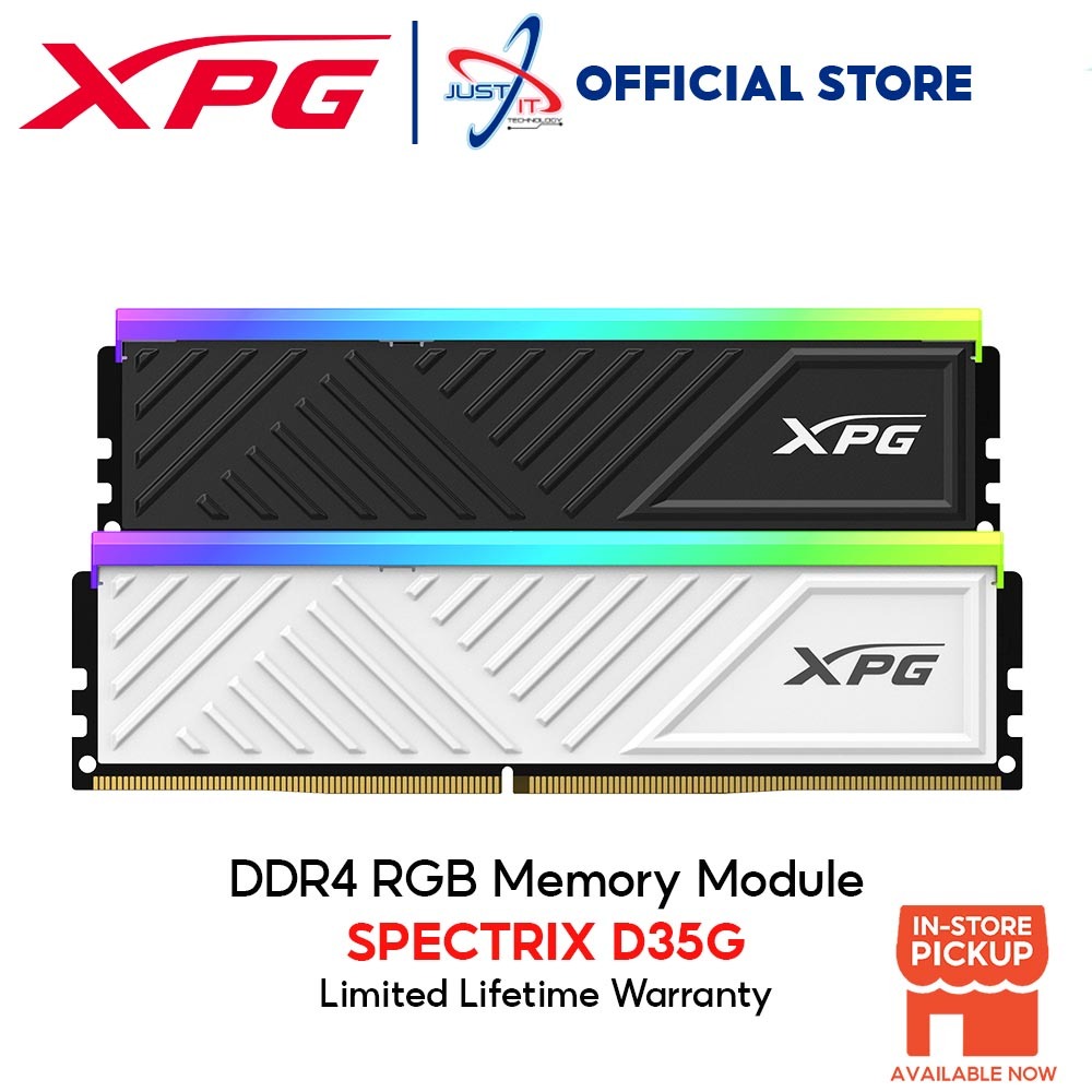Adata XPG SPECTRIX แรมเกมมิ่ง D35G 8GB DDR4 3200MHZ 16GB ( 8*2) 3600MHZ DDR4 3600MHZ RGB (สีดํา / สีขาว )