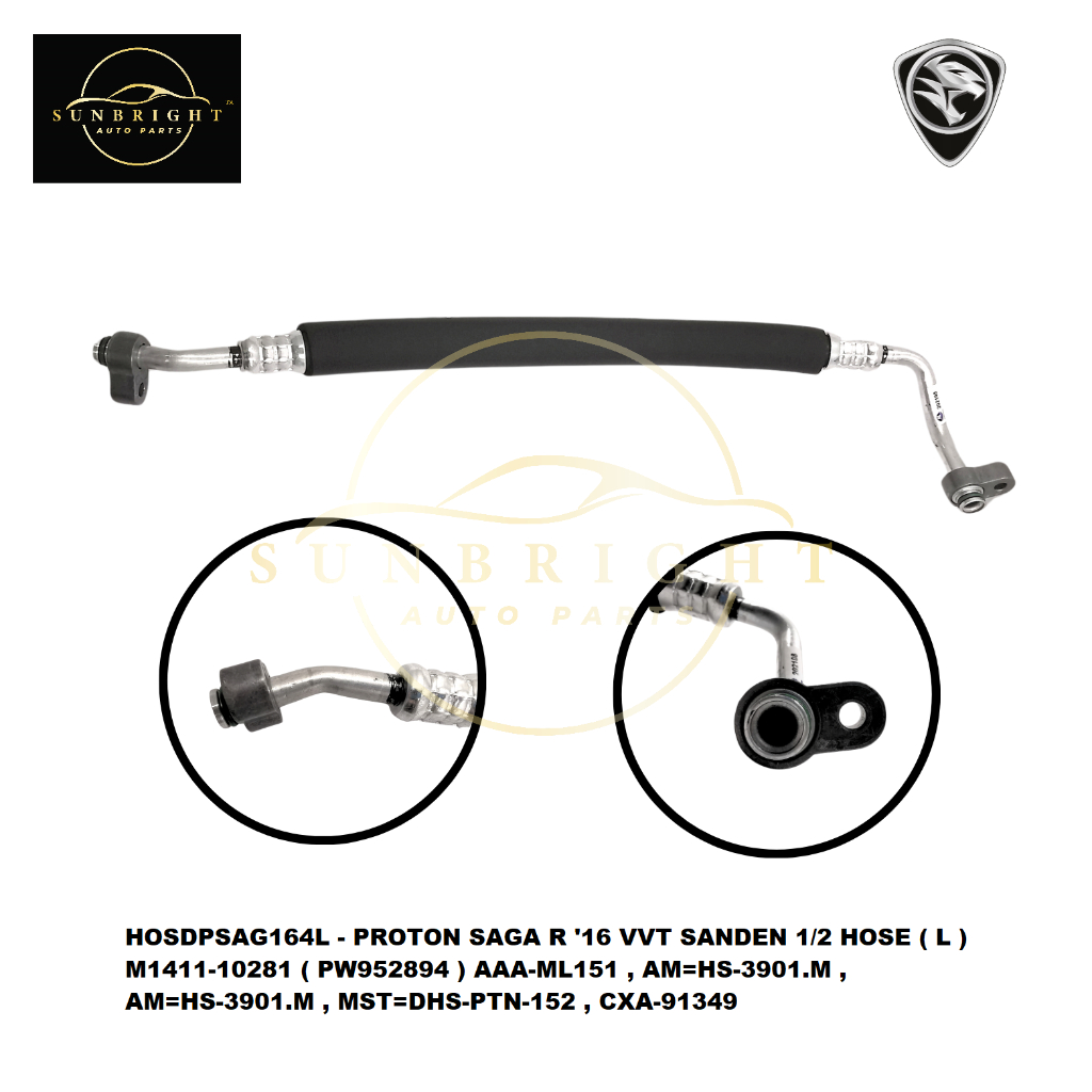PROTON SAGA BLM FLX SANDEN 1/2 HOSE (L ) (WITH OUT CYL ) AC=H-SBLMFLX-12, AAA-1314/ML019 , AM=HS-325
