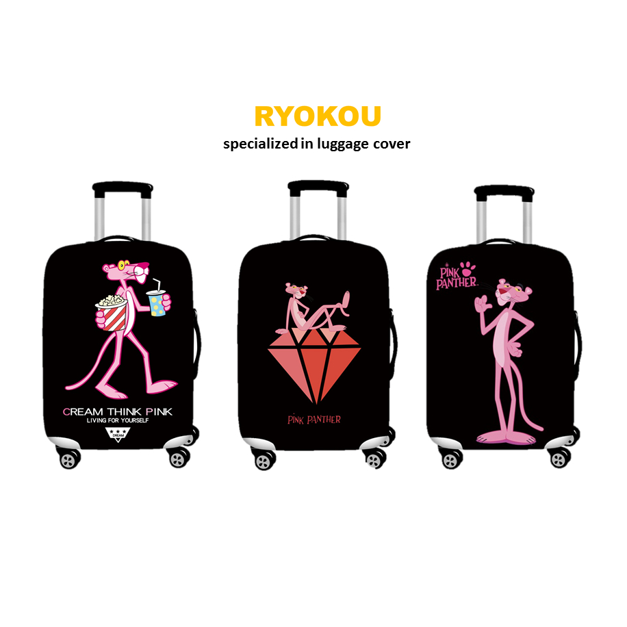 Ryokou ผ้าคลุมกระเป๋าเดินทาง แบบหนา ลายการ์ตูน สีชมพู 20 24 28 นิ้ว