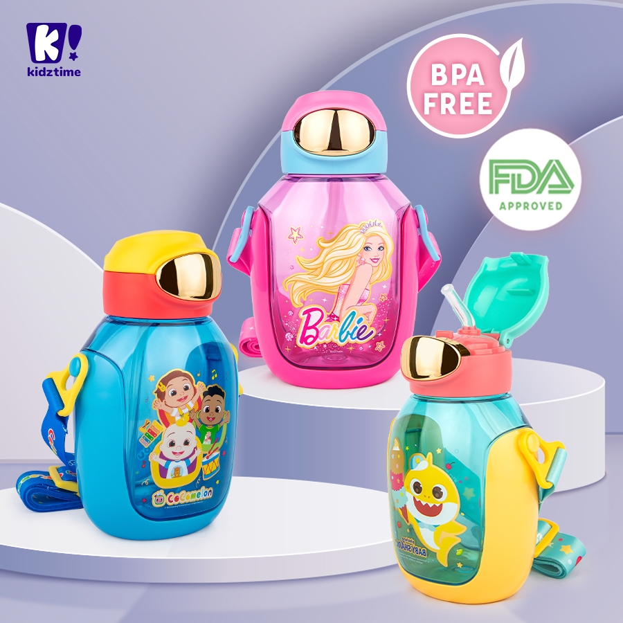 Kidztime x 550ml PP + Tritan Oasis ขวดน้ําเด็กเด็กดื่มขวดฟางขวดน้ํา Cocomelon Baby Shark