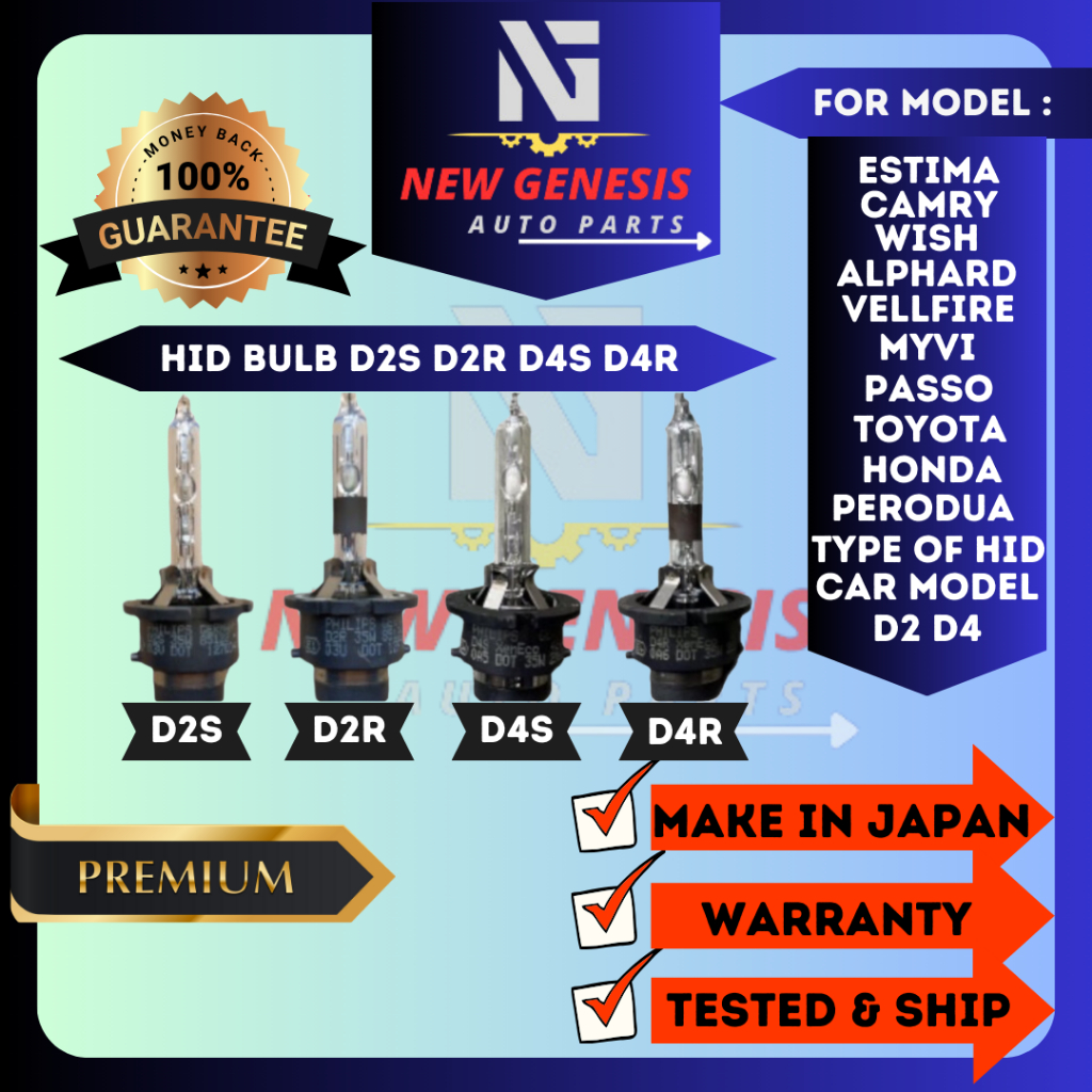 Toyota Honda Mazda Subaru Perodua Proton HID Bulb D2R D2S D4R D4S Osram/Philips Japan Used
