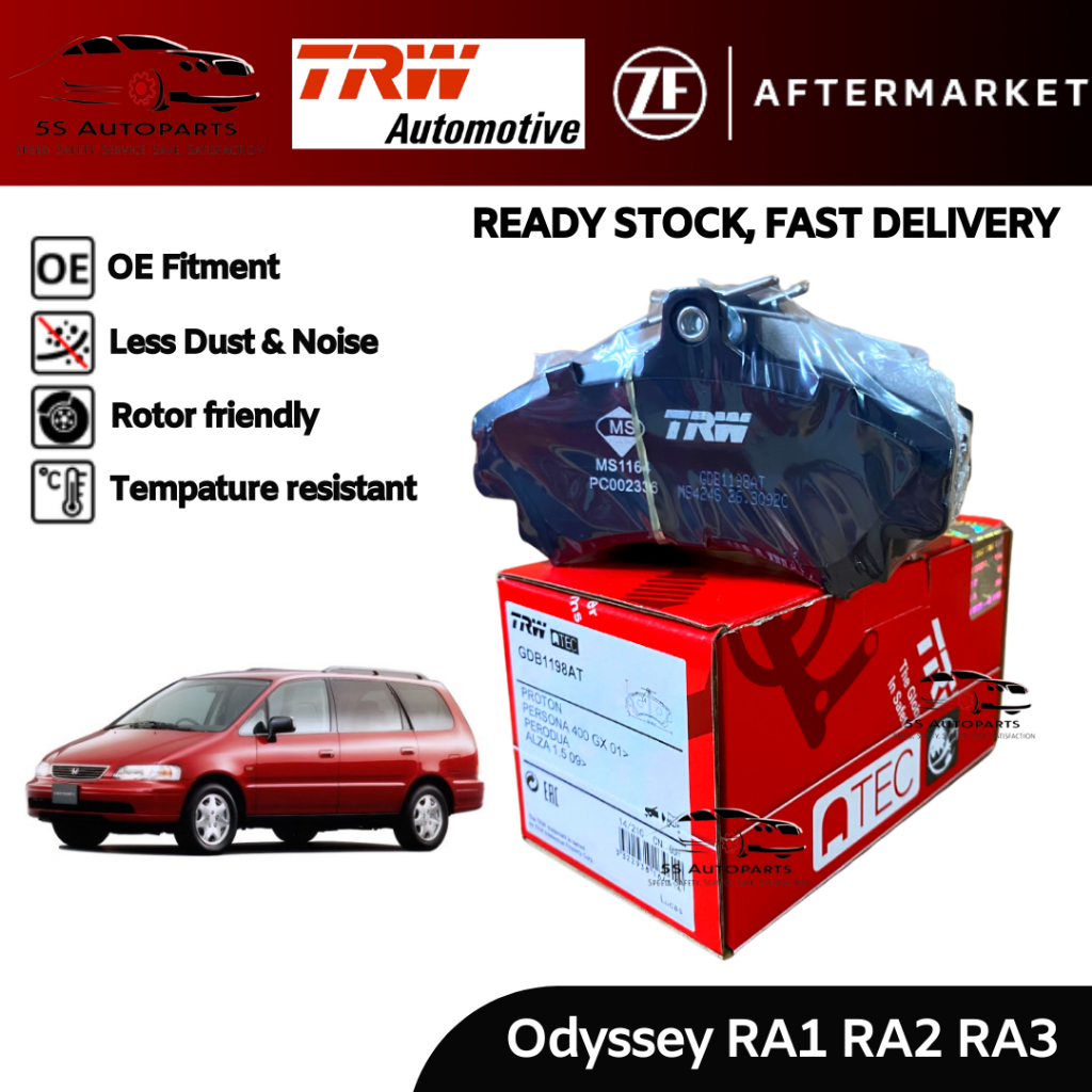 TRW Honda Odyssey RA1/RA2/RA3 หน้า (Depan) & ด้านหลัง (Belakang) ผ้าดิสเบรค (4 ชิ้น)