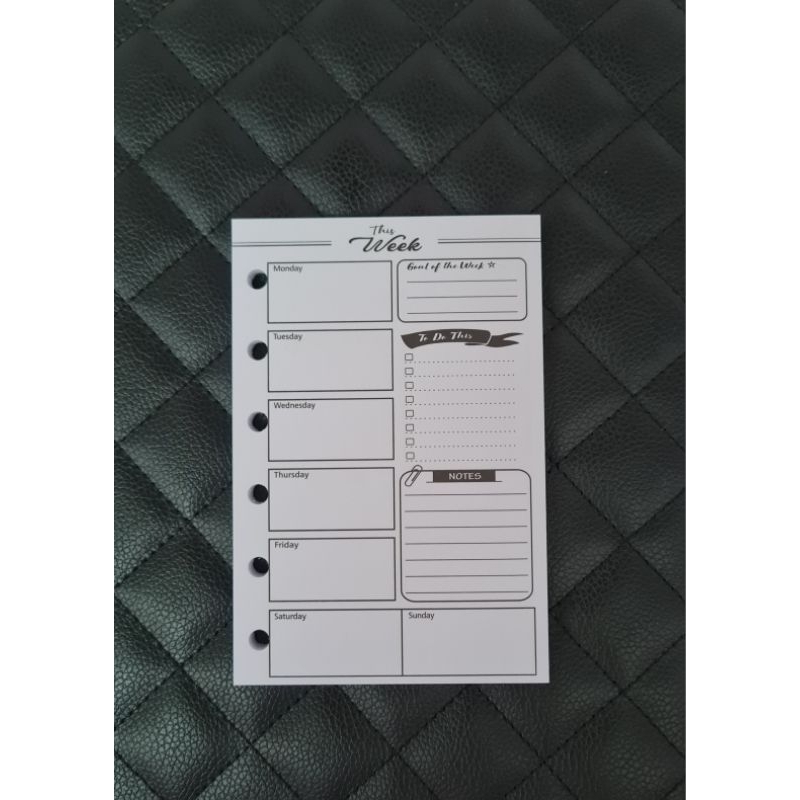 A7 WEEKLY TRACKER 6 RING PLANNER INSERT