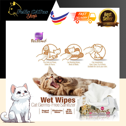 Bioion Pet Pouch Wet Wipes tisu basah kucing 80 แผ่น
