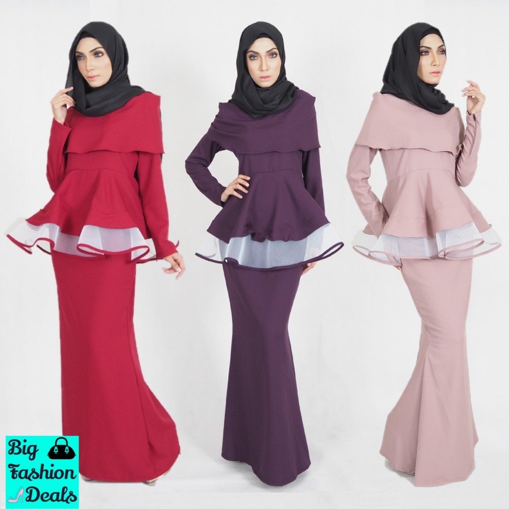 [Raya 2026] แฟชั่นมุสลิมสมัยใหม่ Baju Kurung Peplum Baju Raya 2025 แม่ลูก