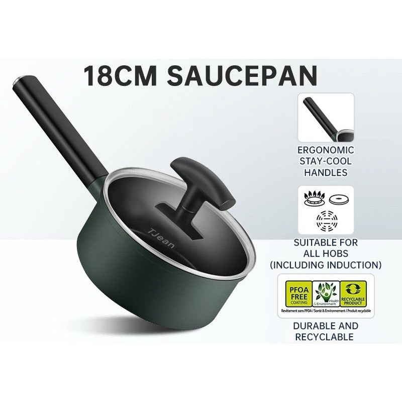 Tjean กระทะไม่ติดมัลติฟังก์ชั่นพร้อมฝาปิด (18 ซม.)