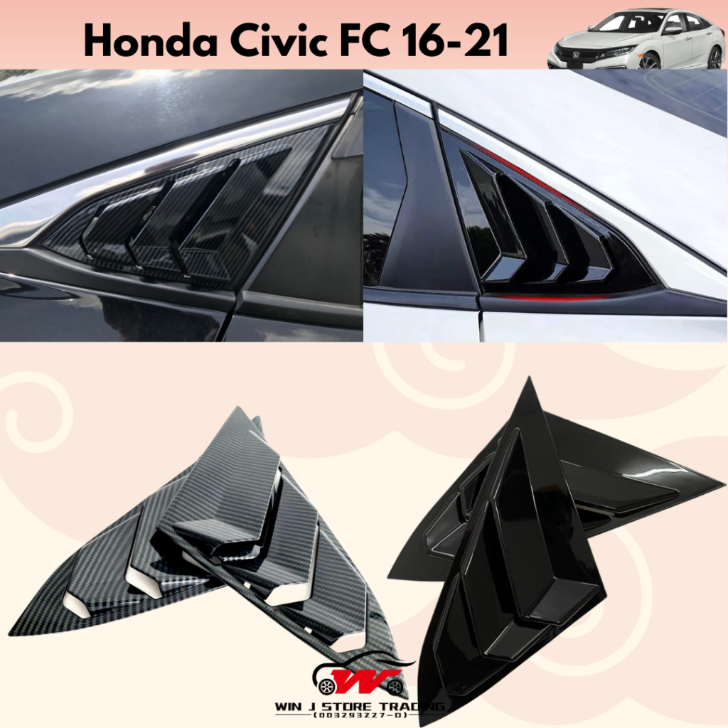 ฝาครอบสปอยเลอร์ คาร์บอนไฟเบอร์ ทรงสามเหลี่ยม สีดํามันวาว สําหรับ Honda Civic FC 2016-2021