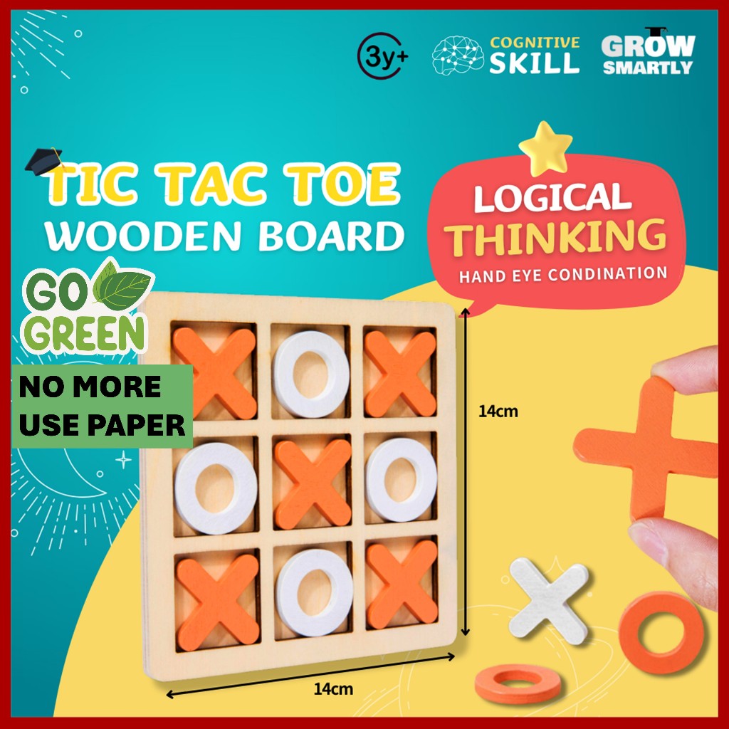 ไม้ Tic Tac Toe เกมกระดานเกมของเล่นเด็ก Tic Tac Toe Board เกมกระดานไม้ 井字